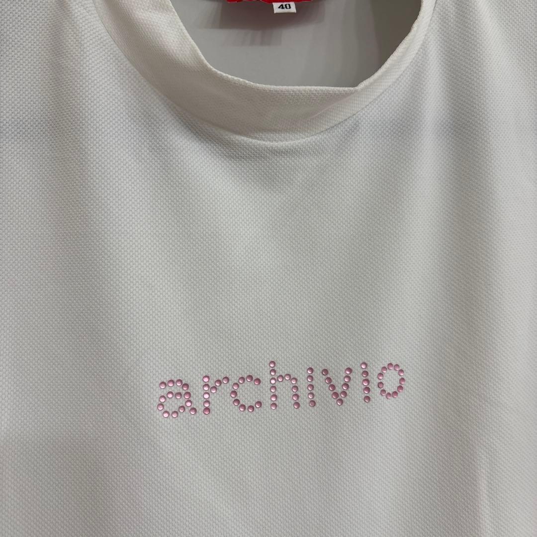 40 白　ARCHIVIO ノースリーブ　プルオーバー　ピンクロゴ