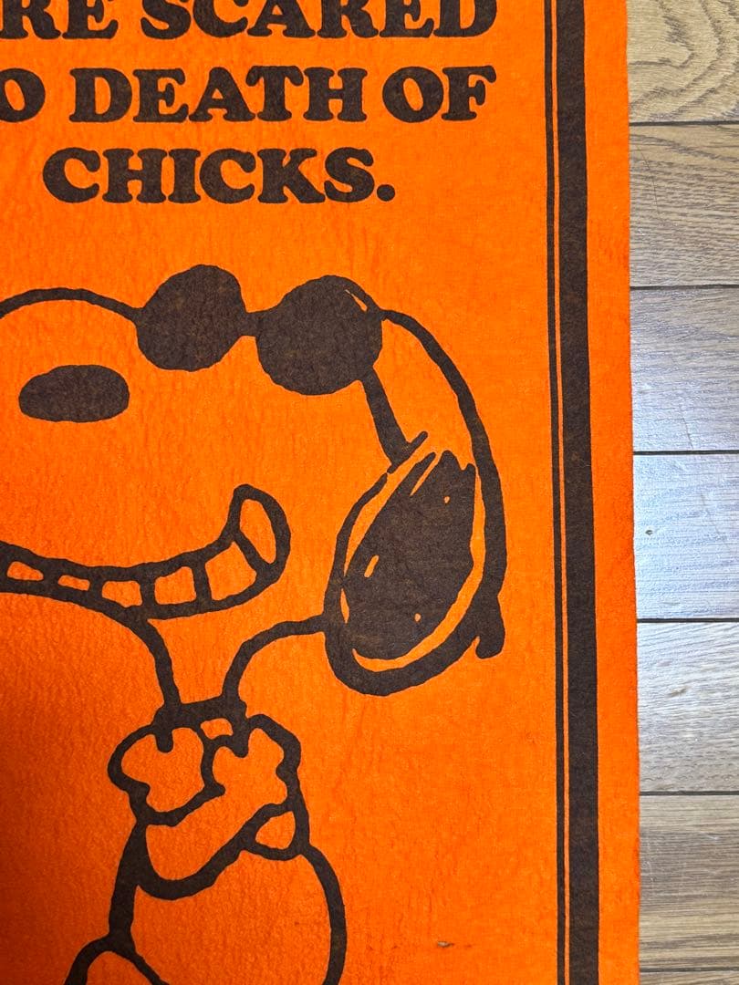 70's スヌーピー ジョークール フェルトバナー ペナント オレンジ