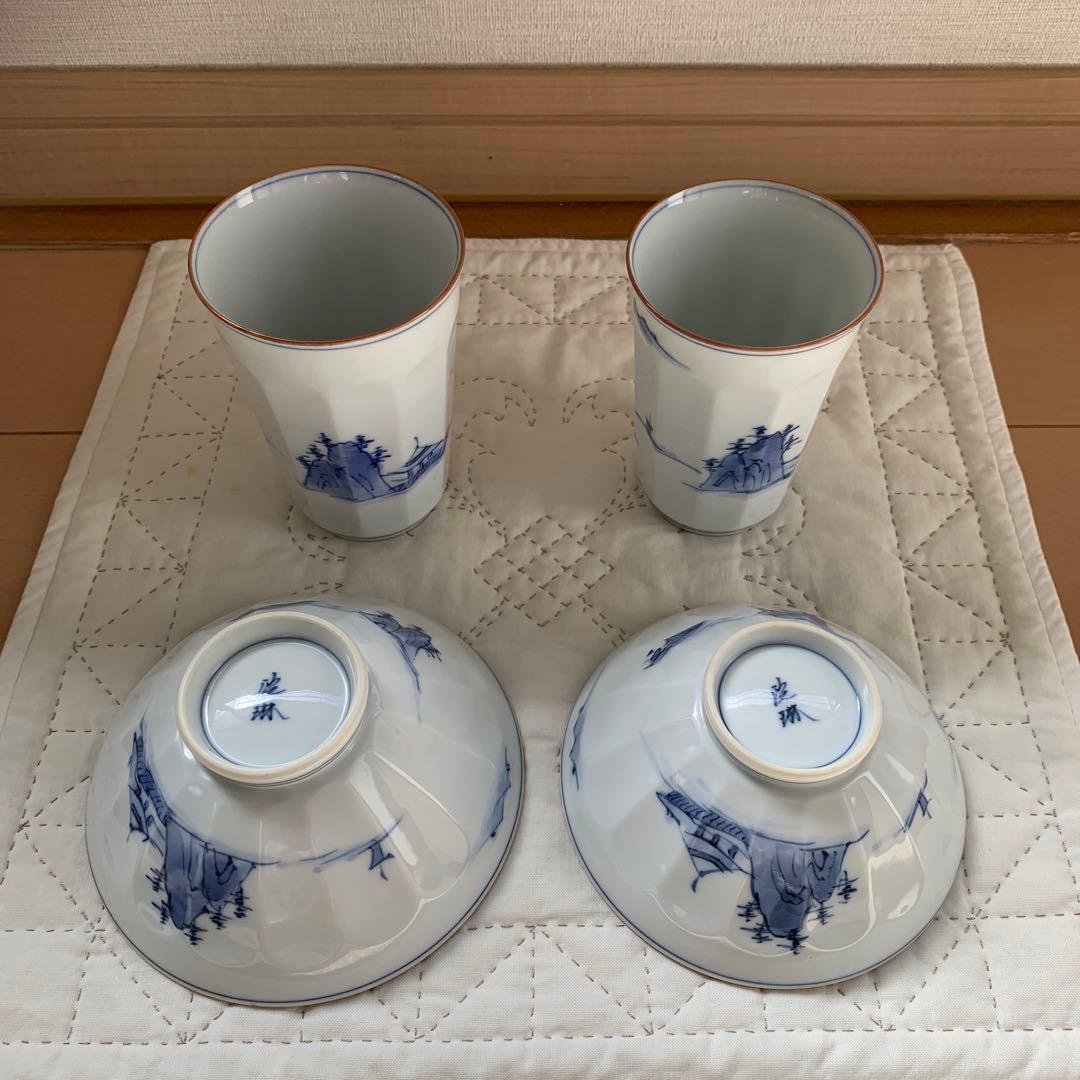 ☆ 洸琳窯　【山水】 夫婦茶碗、夫婦湯呑み