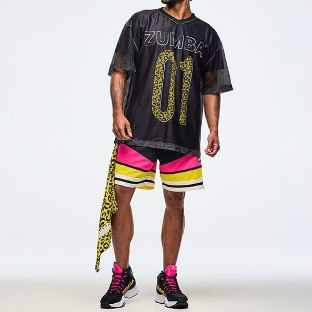 2025　JWI/正規品　着用数回　ZUMBA/ズンバ　Tシャツ　豹柄　メッシュ