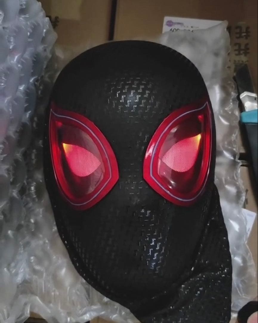 スパイダーマン マスク 3D LED発光マスク 充電式 眼可動 コスプレ用