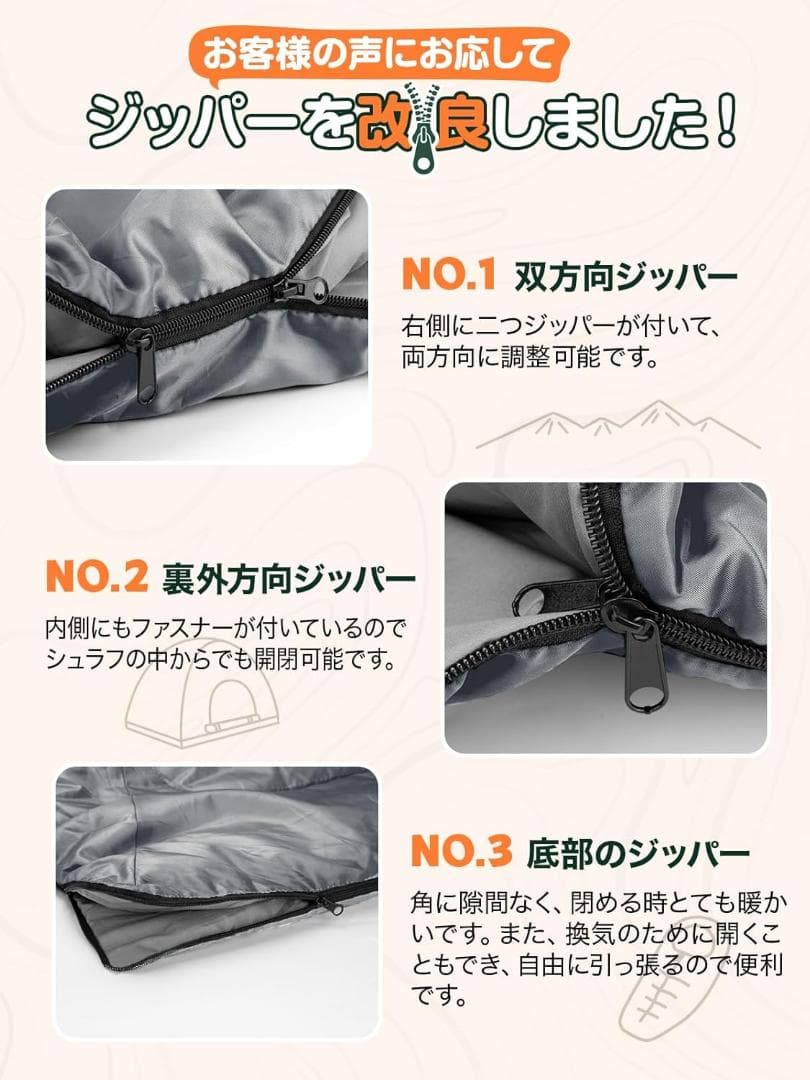 寝袋 冬用【手足伸ばし可能・230T防水】4in1多機能 1.8Kg