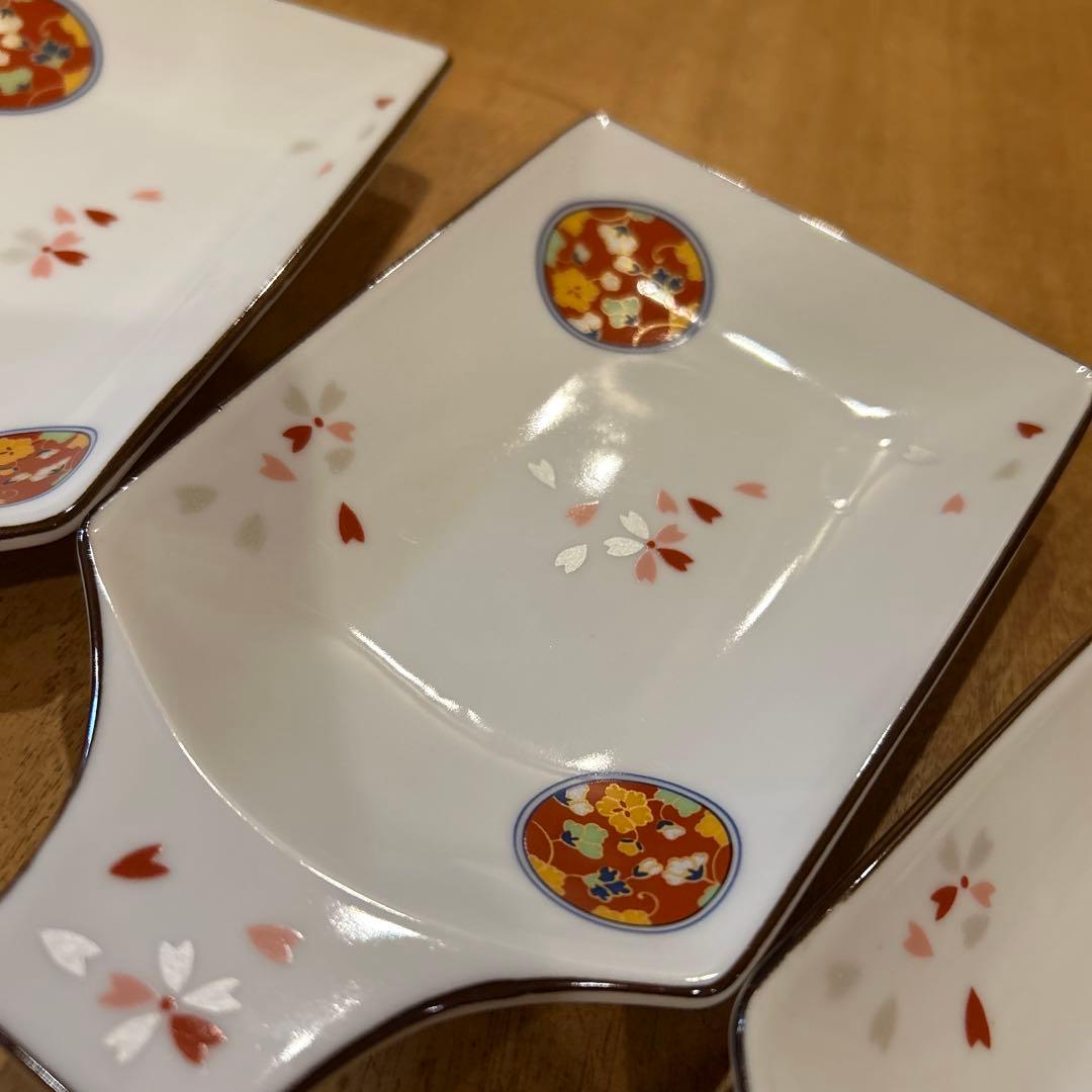 有田焼　吾山窯　桜伊万里絵付　羽子板皿　五枚