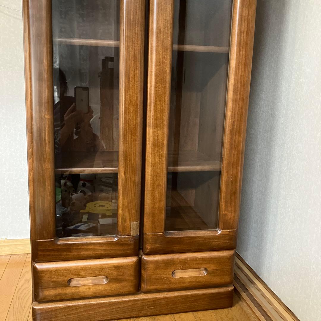 木製ブラウンガラスキャビネット