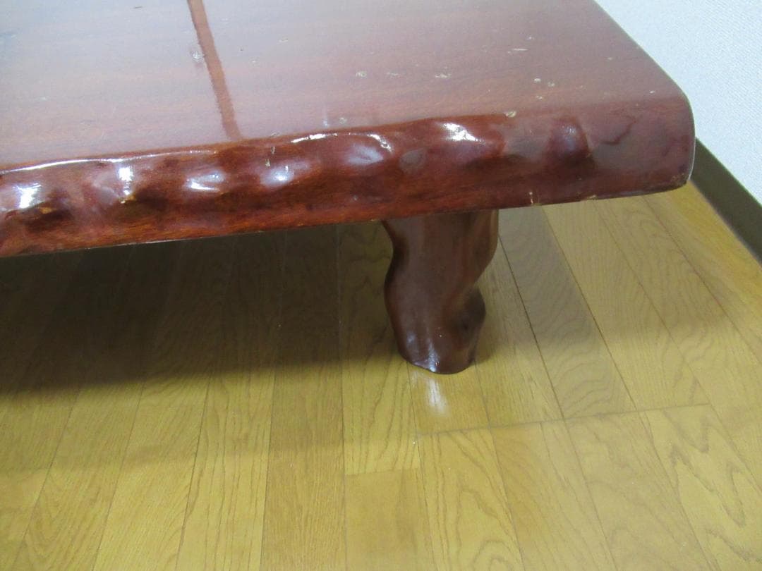 座卓 一枚板 座敷机 脚取り外し可 縦151㎝ 横88㎝ 厚み5㎝（中古）