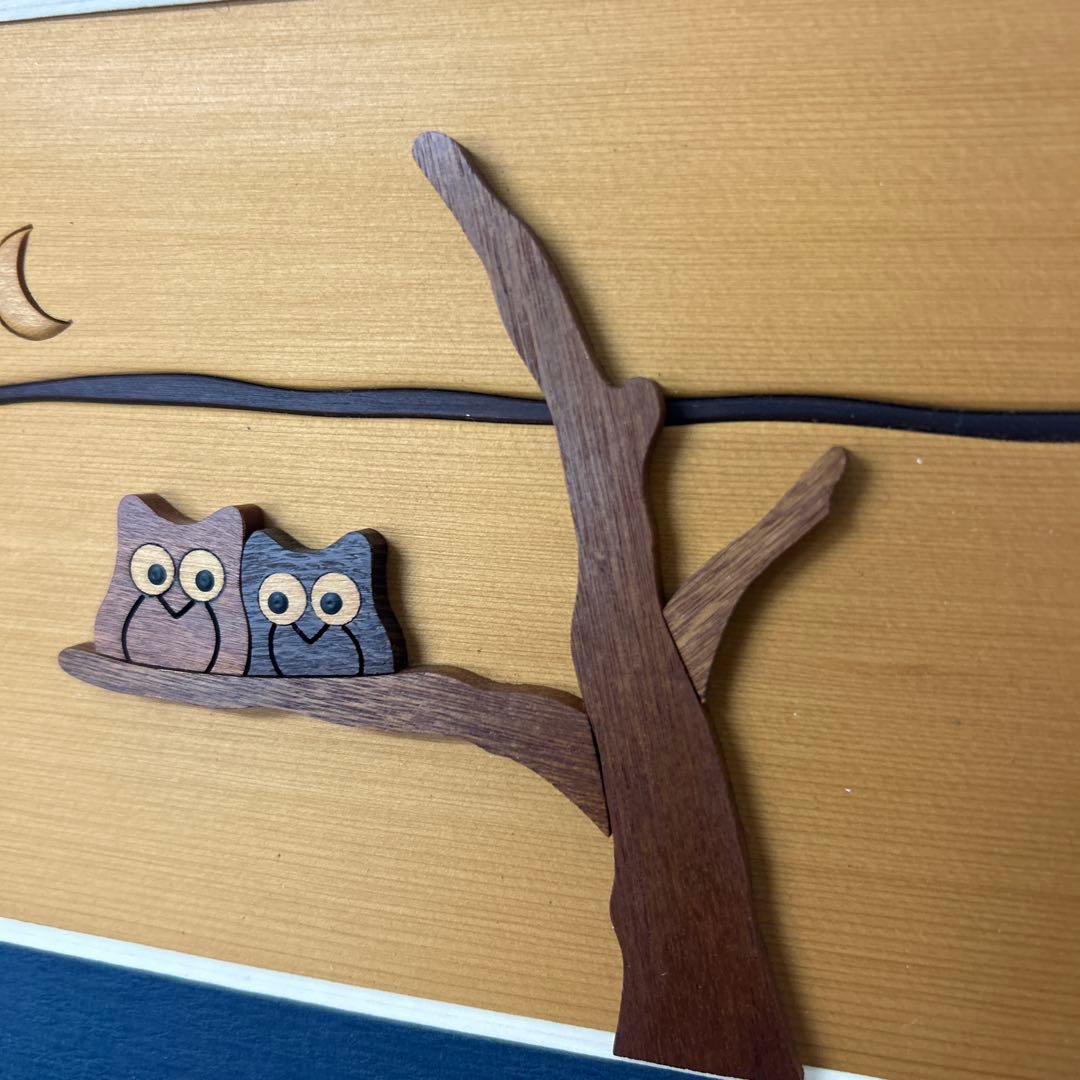 フクロウのアートパネルと壁飾りセット
