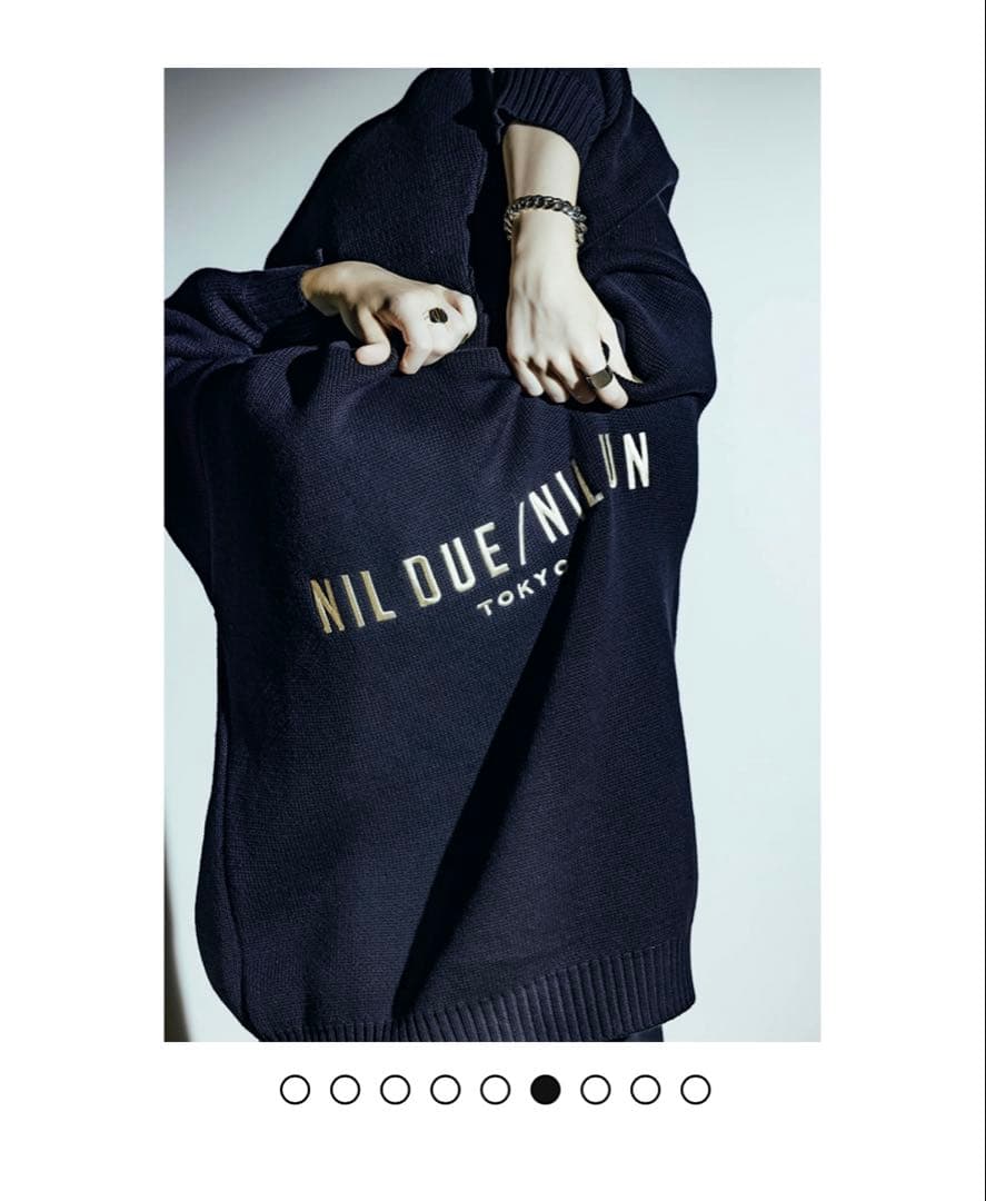 ミュージシャン nilduenilun EMBROIDERY KNIT HOODIE BLACK