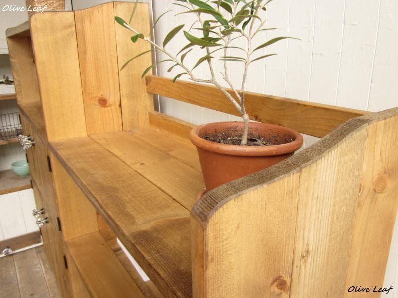 サイズ、デザインオーダー可！４扉段差キャビネット●ナチュラルブラウン●受注製作