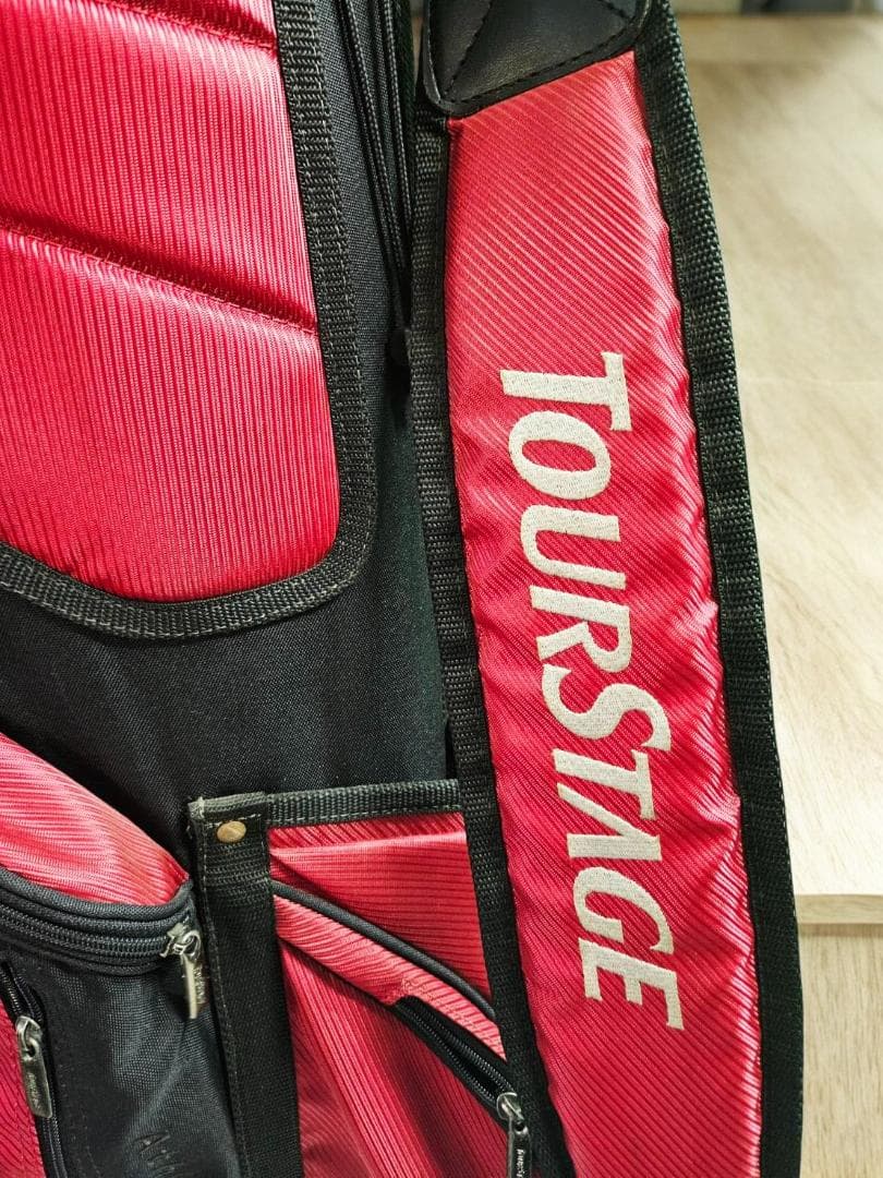 送料無料/美品　TOURSTAGE 軽量タイプキャディバッグ RED