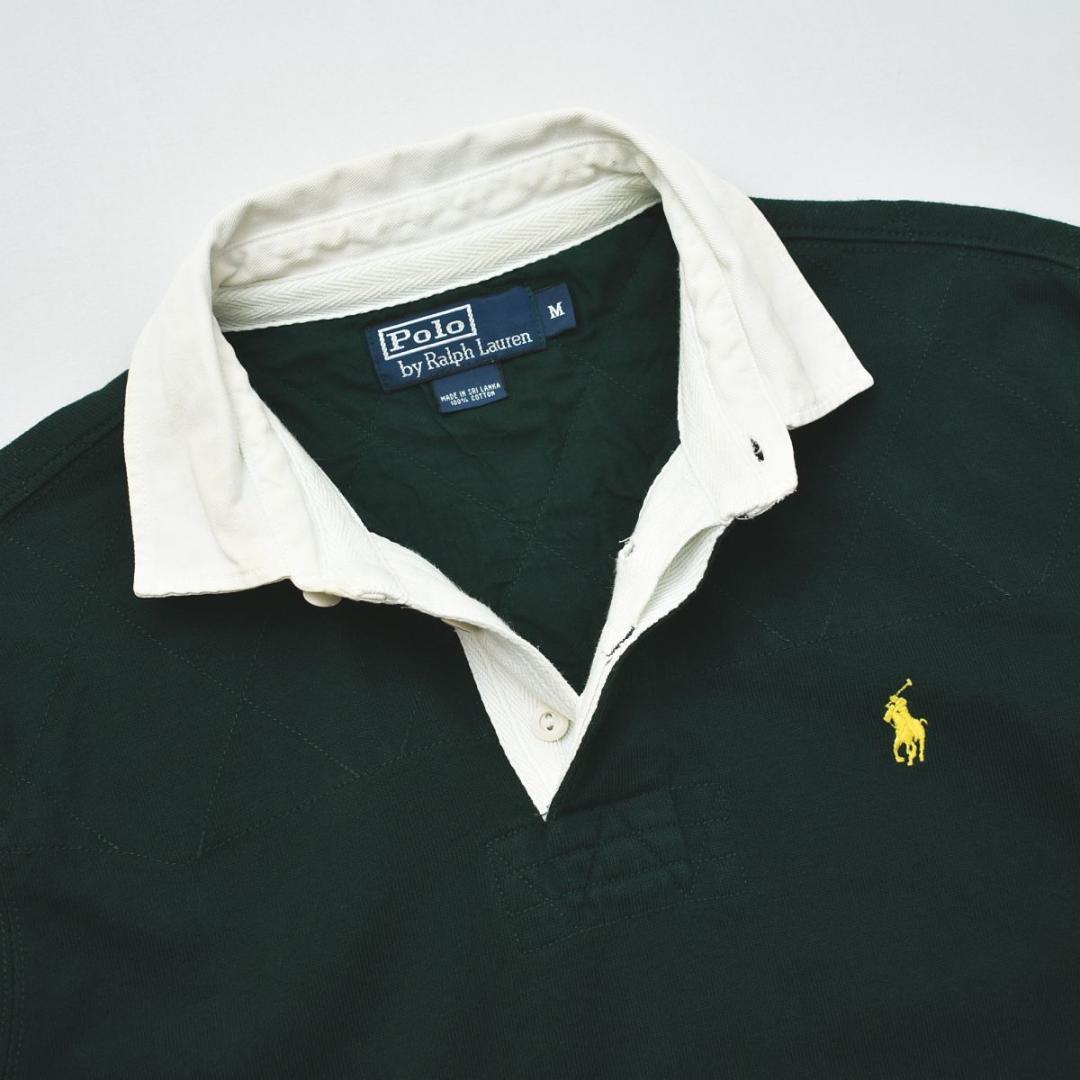 ✴︎かぶ✴︎ 　90s Polo ラルフローレン 長袖 ラガーシャツ M 緑