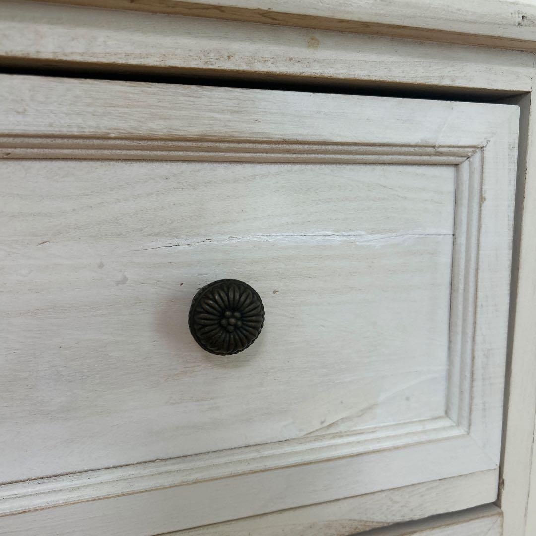ホワイトシャビー　5段　SHABBY WOOD FURNITURE アンティーク