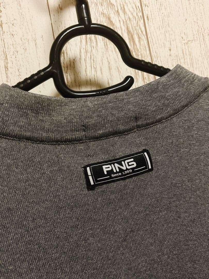 【試着】PING　ゴルフ　半袖ニットシャツ　Mr.PING柄　ストレッチ　LL