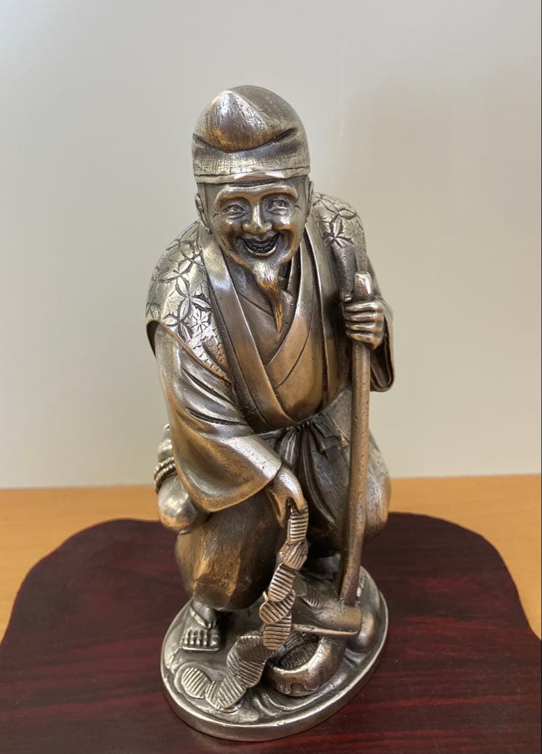 【如雲】花咲爺 蝋型鋳金 彫金家 銀製 アンティーク