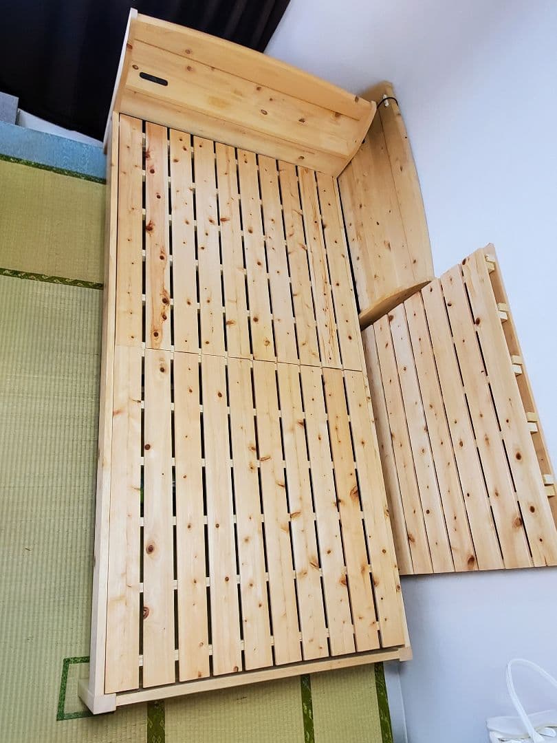 国産ひのき　すのこベッド　シングル　棚付き スノコベッド　中古　ネルコ