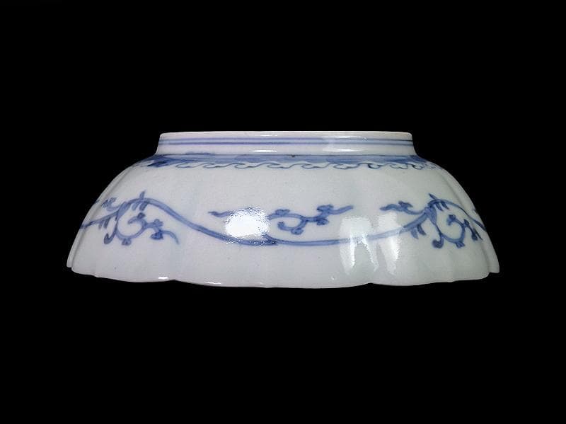 古伊万里 染付　萩唐草の図　膾皿　A649AS-DEa