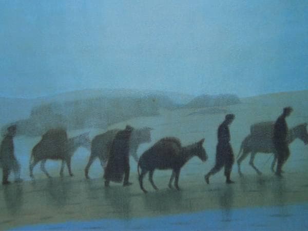 平山郁夫、【熱砂塵黒】、希少・豪華画集画、新品高級額・額装付、状態良好