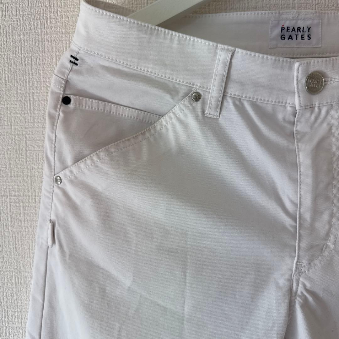 美品　パーリーゲイツ　パンツ　白　ホワイト　M〜L相当　ストレッチ素材　4