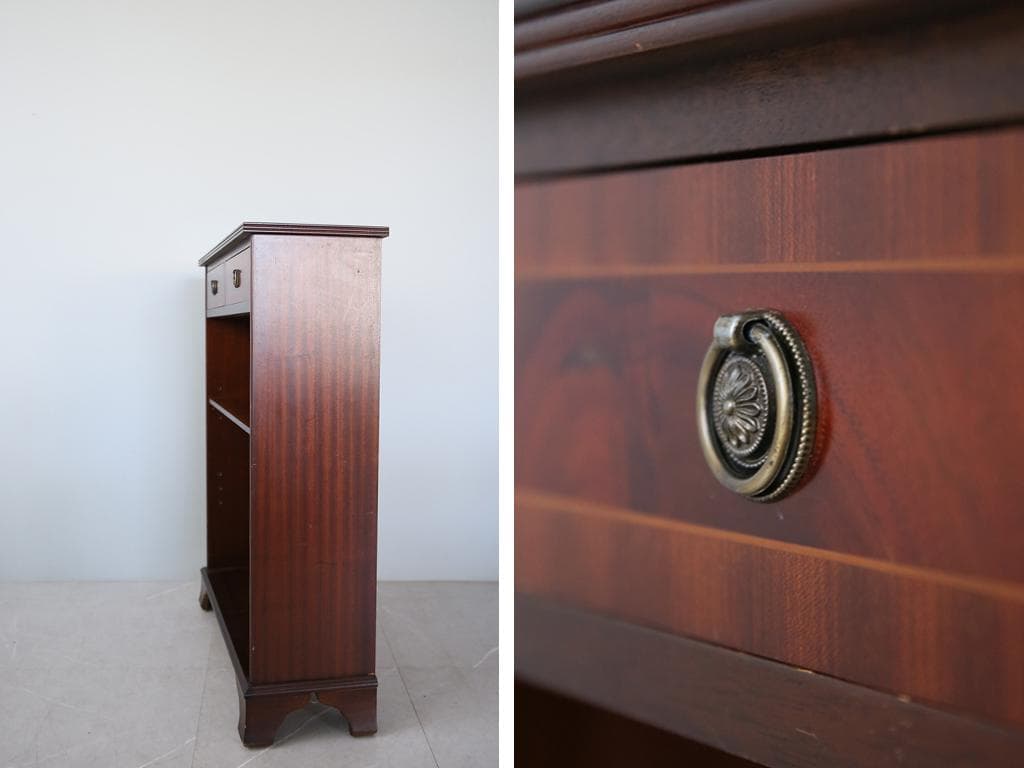 英国アンティーク木製ブックシェルフ/本棚/食器棚/飾り棚/収納ラック92-274