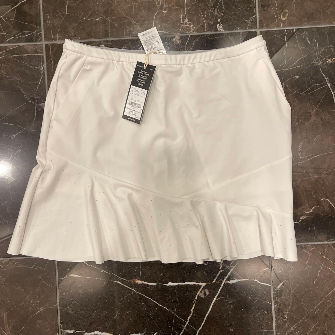 新品✨アディダスゴルフ　上下　半袖モックネックシャツ　フリルスカート　黒白　XL