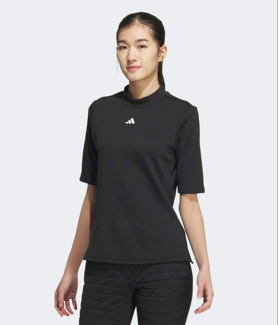 新品✨アディダスゴルフ　上下　半袖モックネックシャツ　フリルスカート　黒白　XL
