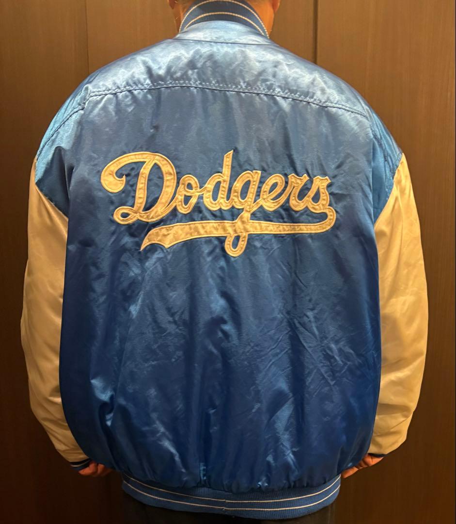 Dodgers サテンジャケット 青/クリーム