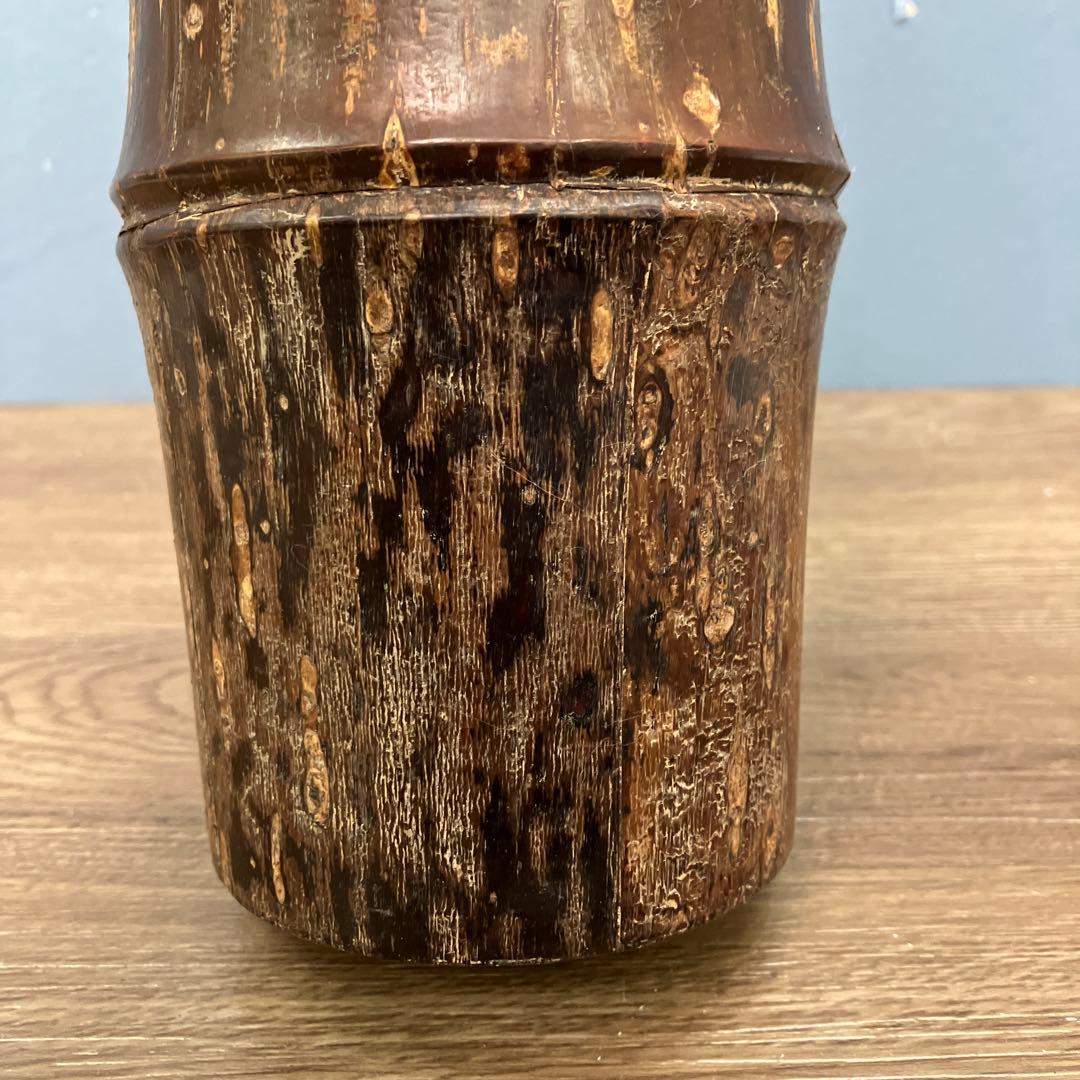 D-壁 伝統工芸品 角館 樺細工 茶筒（桜皮細工）天然木 伝統的工芸品