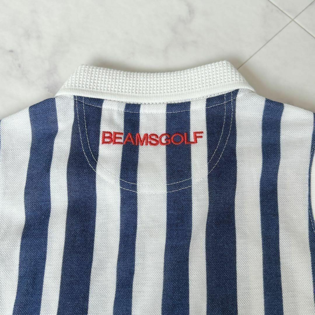 BEAMS GOLF 定価1.5万 ノースリーブ ポロシャツ ストライプ 刺繍
