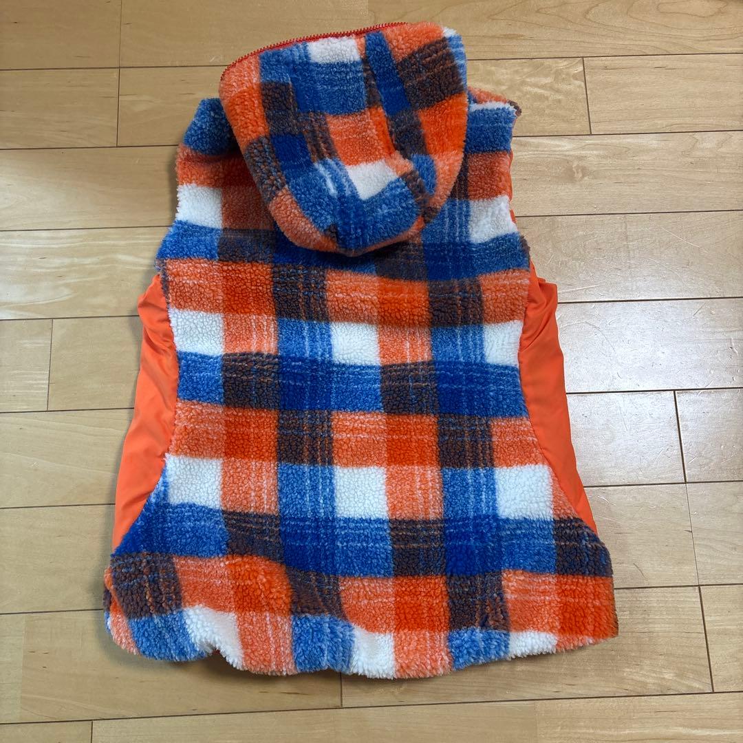 新品　ロサーセン　フリース フード付き　ベスト　M オレンジ　ブルー　ホワイト