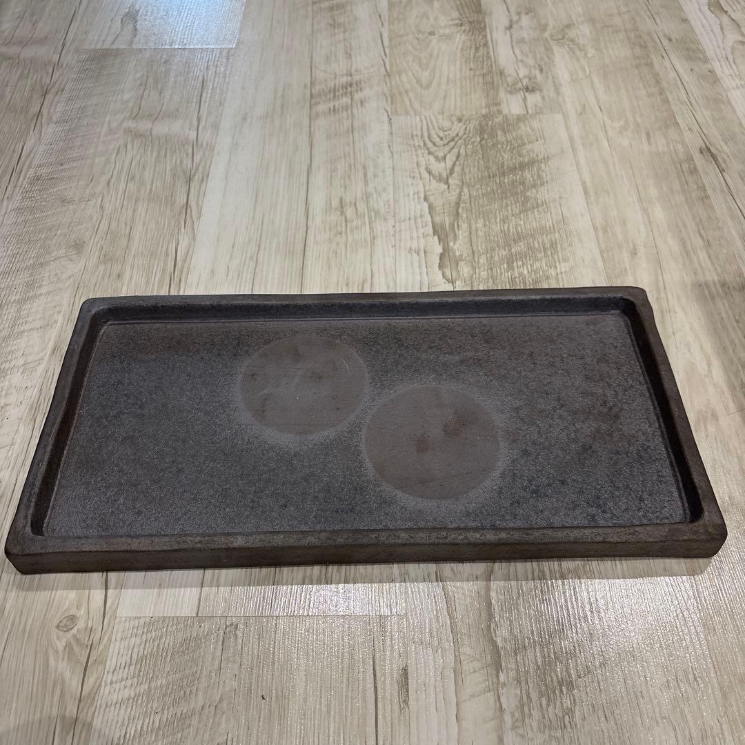 黒窯変櫛目　刺身長角皿