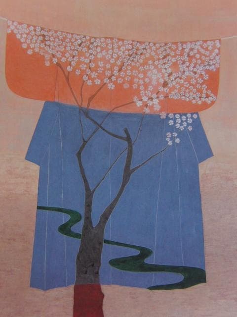鈴木美津子、【花見小袖】、希少な額装用画集より、美品、新品額装付