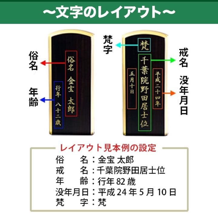 【送料・彫代無料】位牌 黒檀 紫檀 3.0寸〜6.0寸（0.5寸毎）