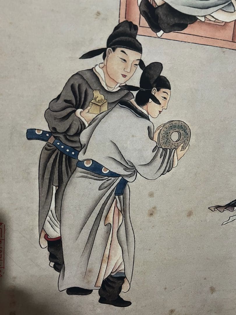 唐寅 高士鑑宝图 中国画 掛け軸 水墨画 和室 玄関 茶室 壁掛け 美術品