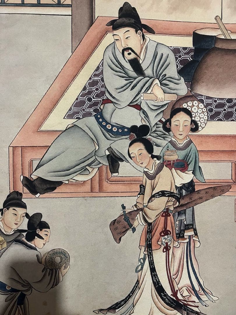 唐寅 高士鑑宝图 中国画 掛け軸 水墨画 和室 玄関 茶室 壁掛け 美術品