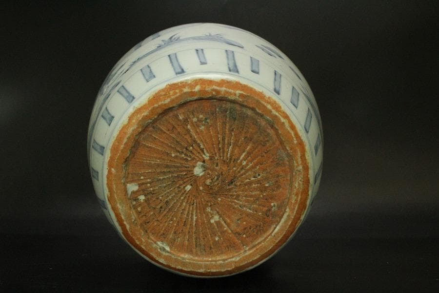 中国美術 青花 染付 人物紋 壷 高23.5cm(LC642)