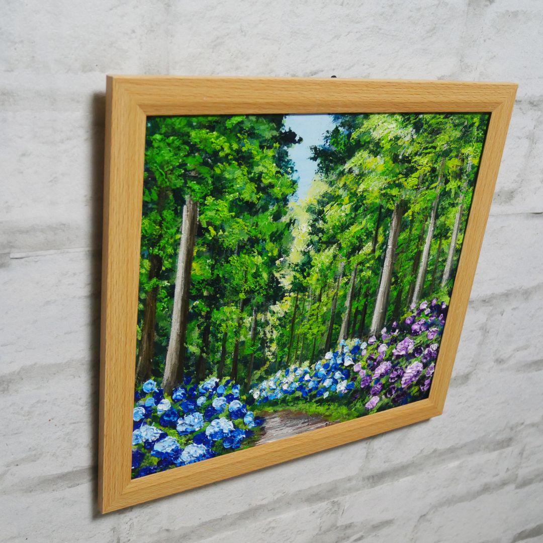 油絵 油彩 油彩画 絵 絵画【森の紫陽花】