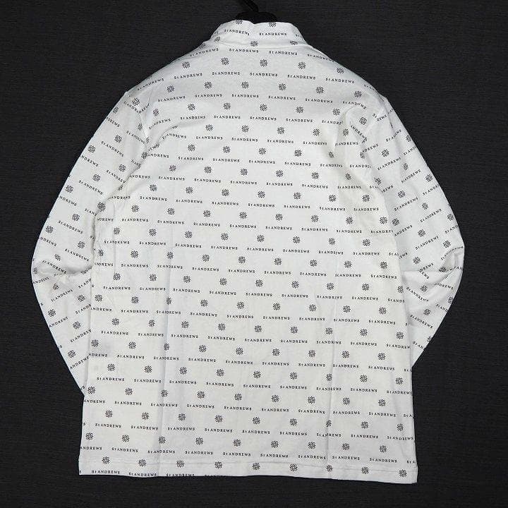 新品 セントアンドリュース ゴルフ 全面ロゴ モックネック シャツ 白 L