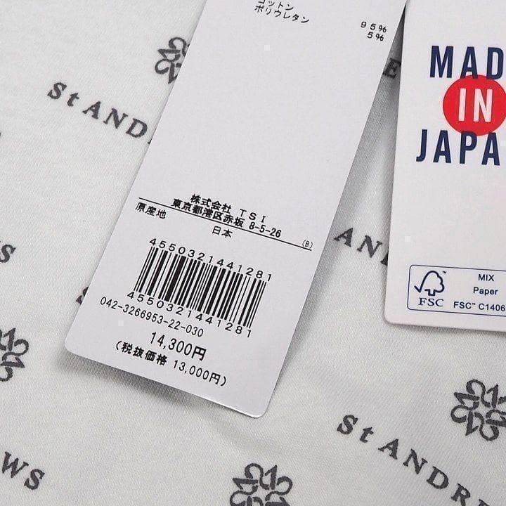 新品 セントアンドリュース ゴルフ 全面ロゴ モックネック シャツ 白 L