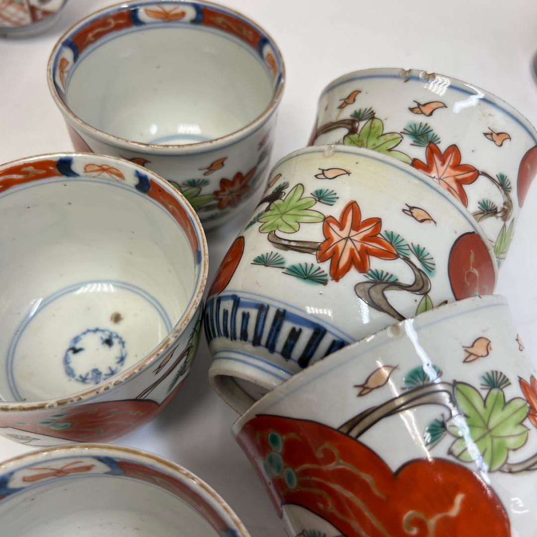 古伊万里　赤絵　猪口 20客　トヒコカ　東さ8-0304③