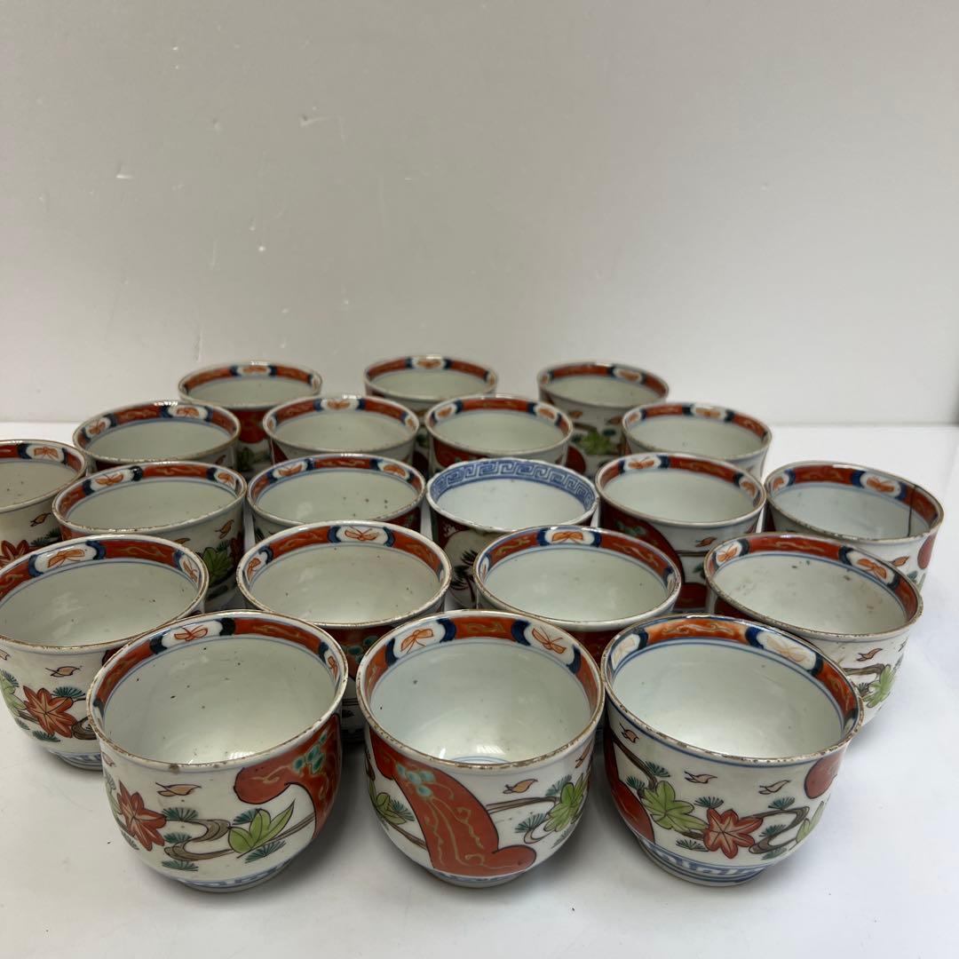 古伊万里　赤絵　猪口 20客　トヒコカ　東さ8-0304③