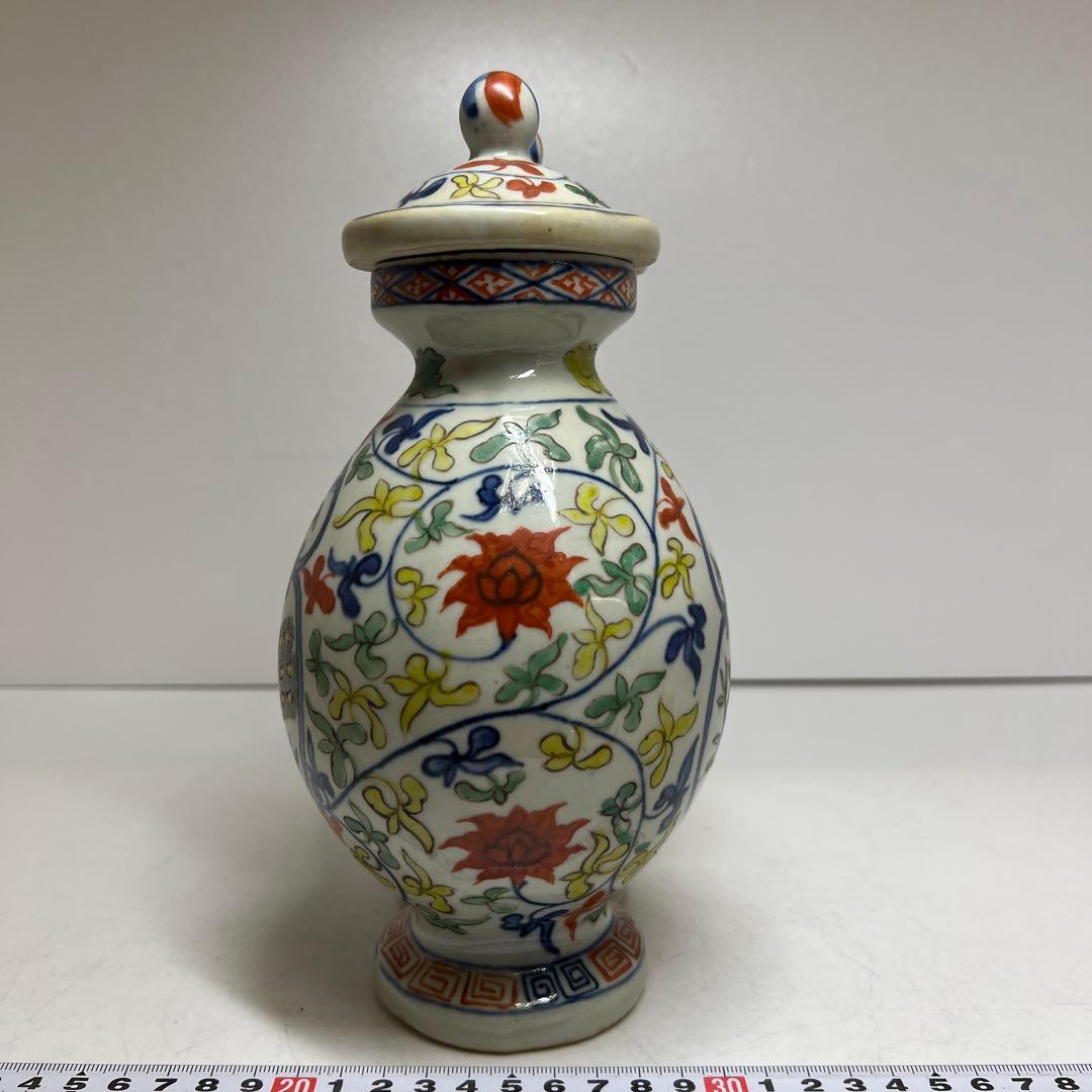中国美術大明萬暦年製 萬歴赤絵蓋物 h25.5cm 東キ8-0307① タサオサ
