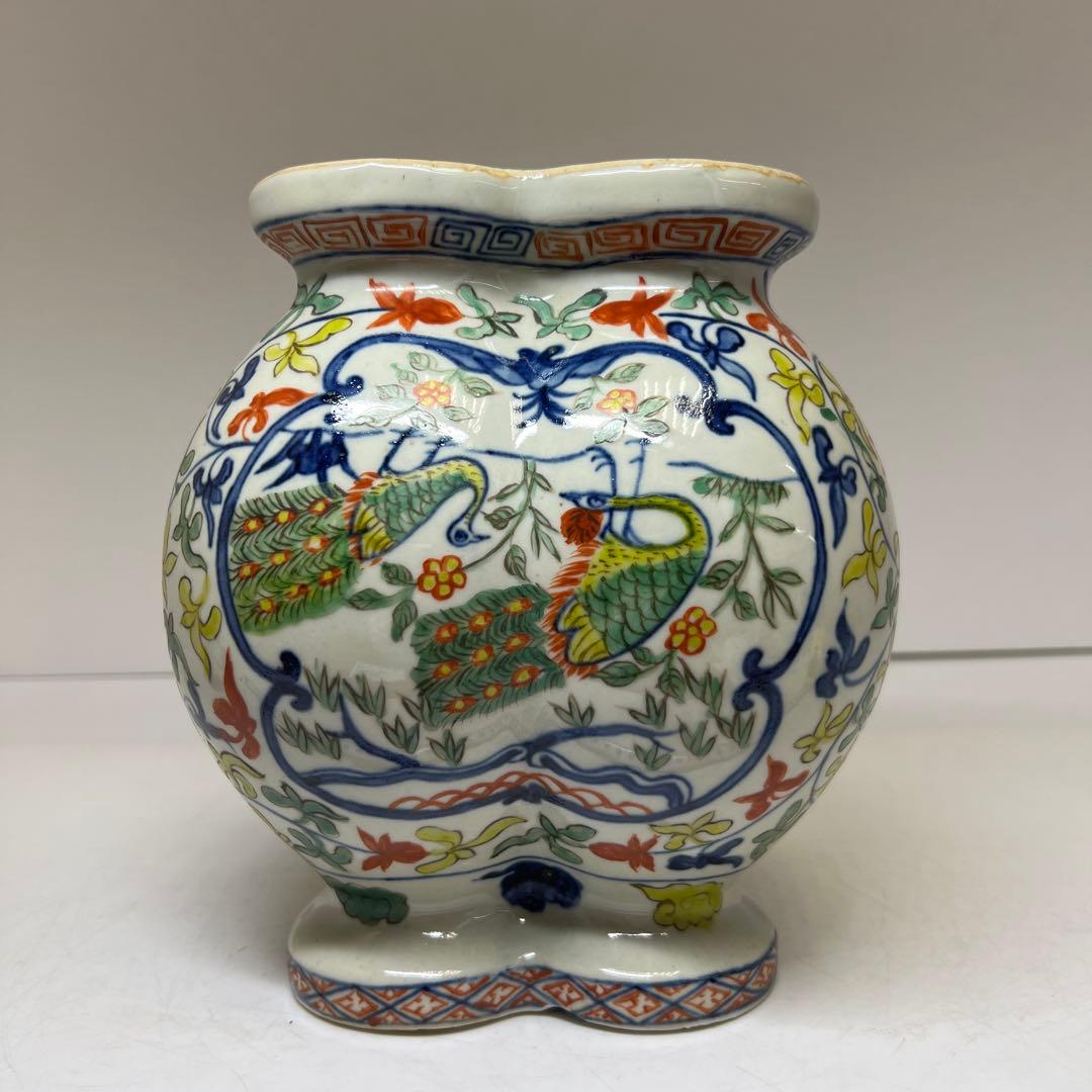 中国美術大明萬暦年製 萬歴赤絵蓋物 h25.5cm 東キ8-0307① タサオサ