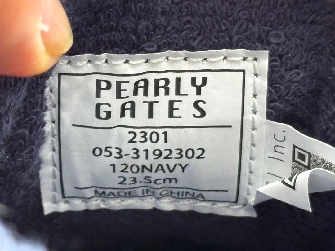 PEARLY GATESフリンジ付き紺ゴルフシューズ　袋付き