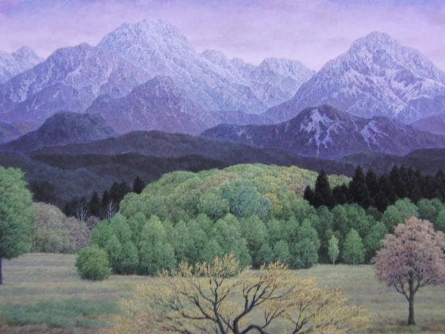 成田禎介、【山塊景】、希少な大判額装用画集より、美品、日本人画家