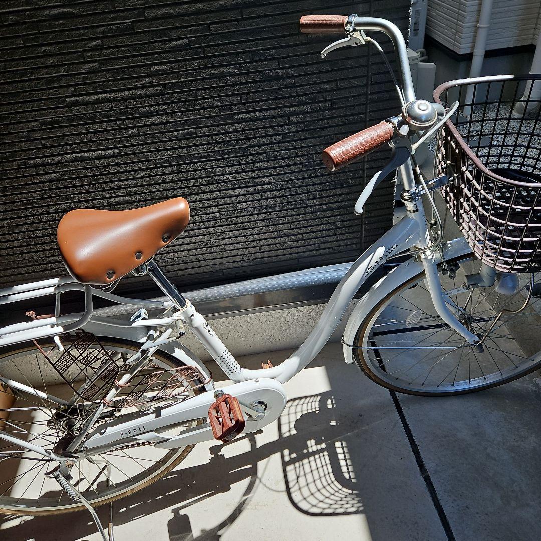 りんご品　引き取り限定 美品 自転車 シティサイクル 白 ホワイト