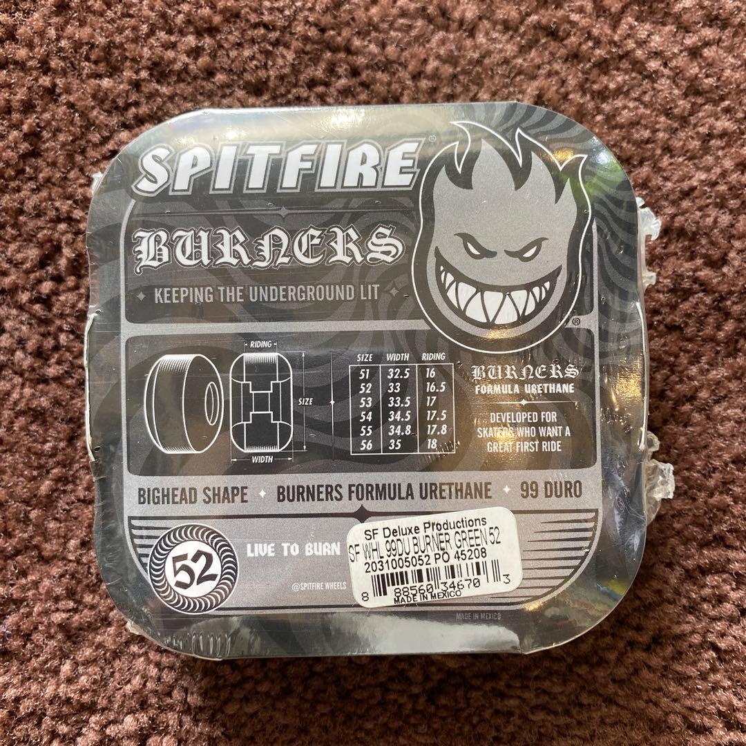 スピットファイア バーナーズ 52mm 99a グリーン　スケボーウィール