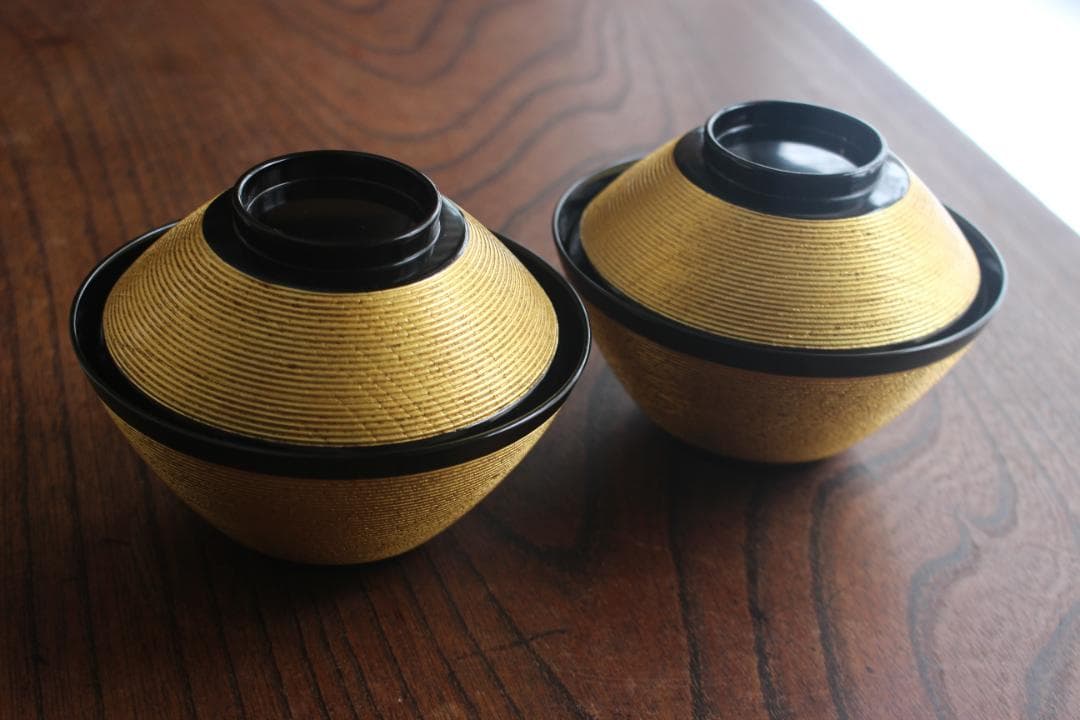 時代逸品！極上金塗糸目の美しいお椀2点（検輪島塗京塗雑煮椀