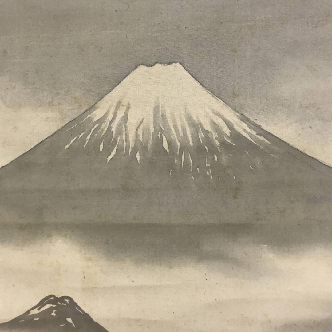【真作】月舟/富士山水図/富士山図/山水図/掛軸/名家伝来/AD-339