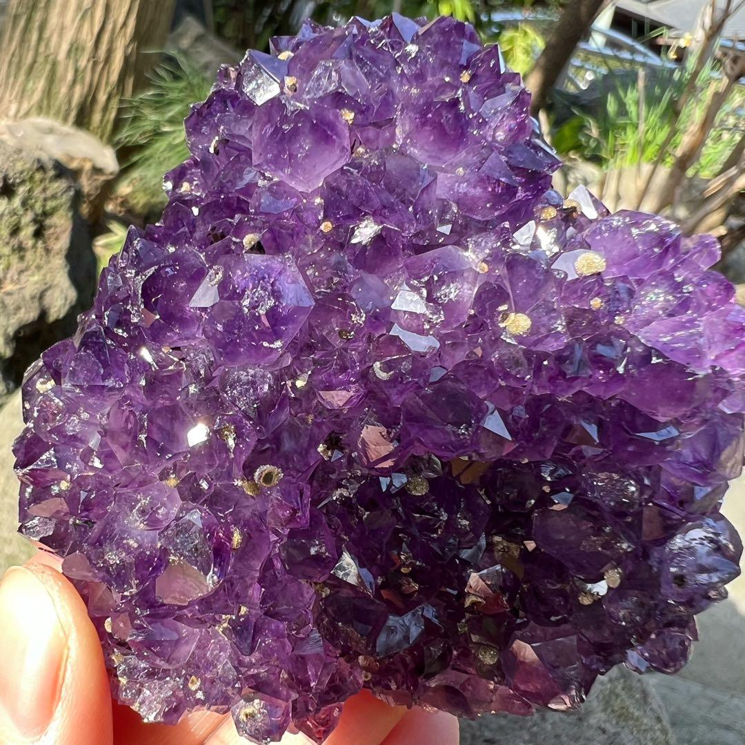 濃紫　ウルグアイ　アメジストフラワー　カルサイト共生　紫水晶　アメジスト