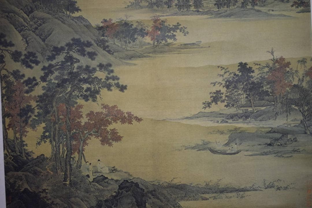 複製/不詳/山水人物図/工芸/布袋屋掛軸HE-796