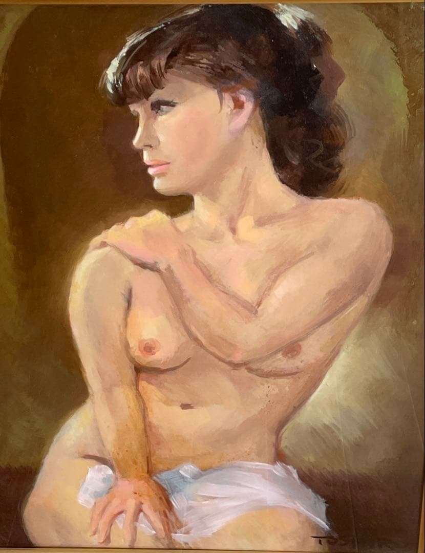 遠藤俊郎 作 油彩 写実リアリズム F6号 傑作 真作 美術 絵画 人物画